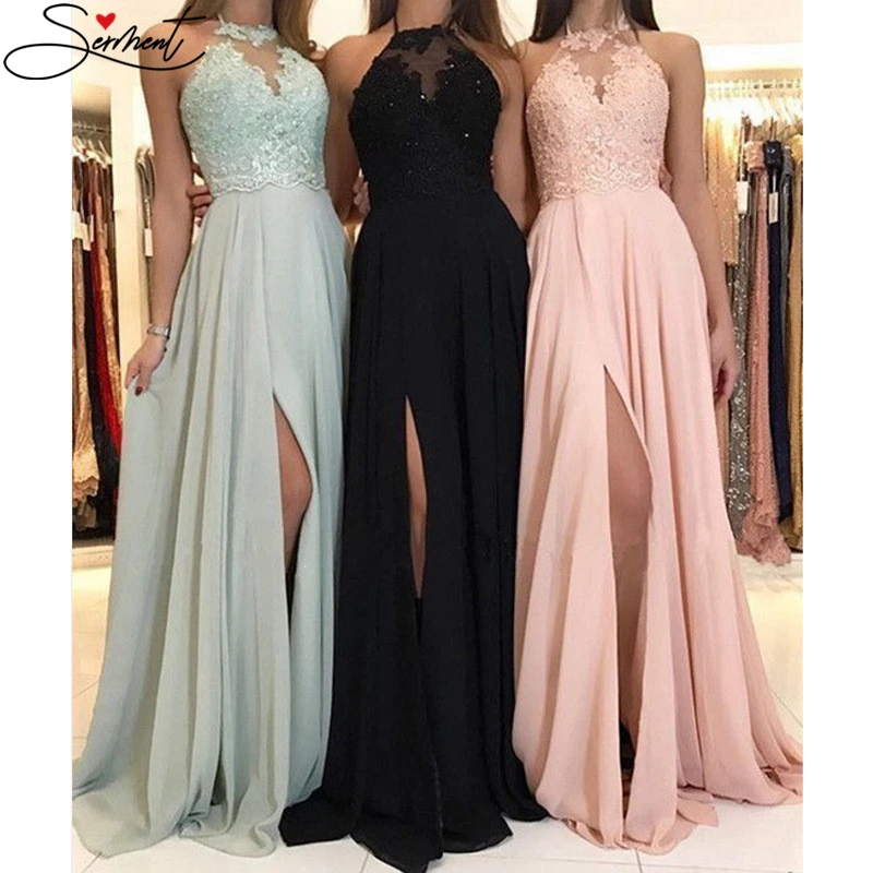 SERMENT Autumn and Winter New European and American Solid Color Evening Dress Long Skirt Chiffon Dress Evening Gown