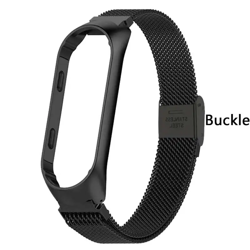 Buckle Black Rovtop ремешок для Xiaomi mi Band 3 mi Band 3 ремешок для Xiaomi mi band 3 браслет для Xiaomi mi 3 магнитный металлический браслет из нержавеющей стали - Цвет: Buckle Black