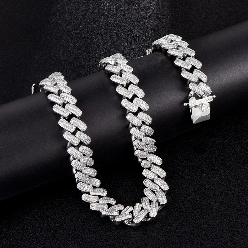 Hip Hop 15MM Bling Iced Out AAA CZ Square Zircon Cuban Link Chain Necklace For Men's Copper Necklaces For Men Jewelry