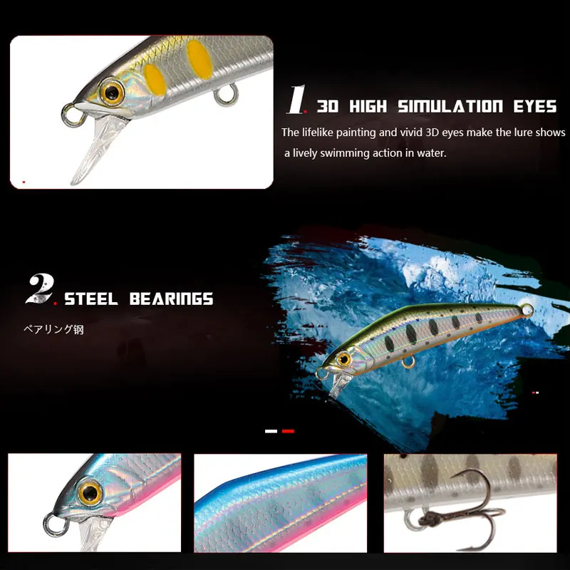 Heavy Minnow Sea Fishing Lures Wobblers Lucky Pilker Lures For Fishing 38mm 2.5g Joins Crankbait Jerkbait 3*Tackle Hook Bait