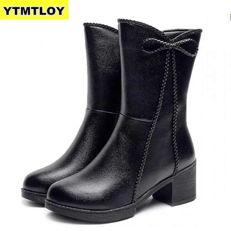 PU Leather Zipper women boots Fashion New boot for female Rubber boots women Design Non slip Wear resistant High Boots - Цвет: Black