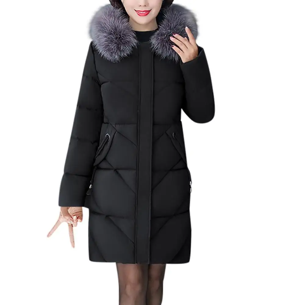 Новинка размера плюс 7XL зимняя женская куртка с капюшоном и меховым воротником X-long, уплотненная женская зимняя куртка для среднего возраста, хлопковые длинные парки