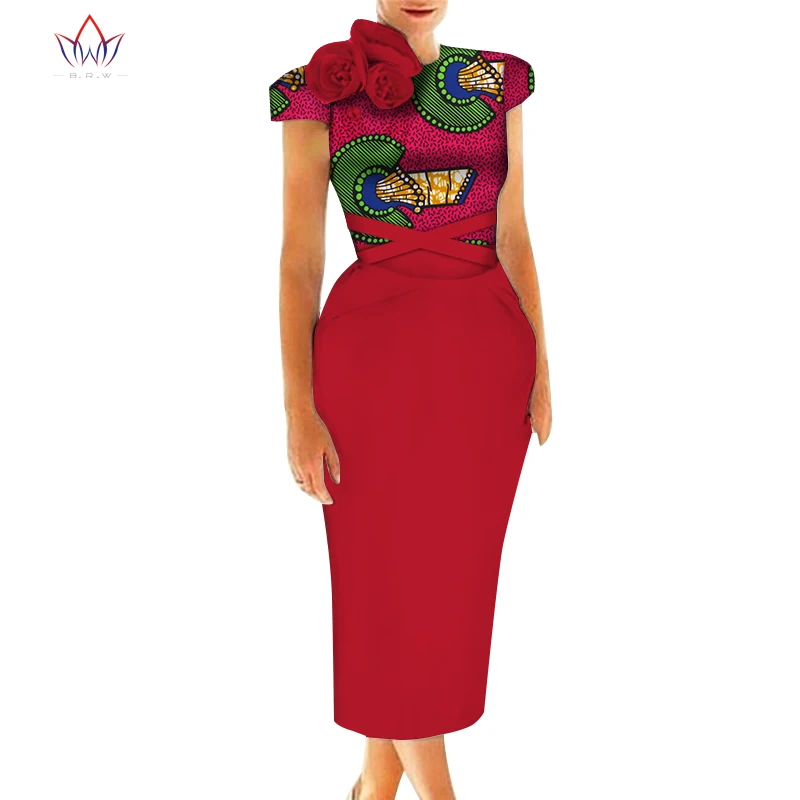 Vestidos африканские женские платья 2019 Новая мода 3 роза на плече африканская одежда Дашики Плюс Размер Сексуальные вечерние платья WY5239