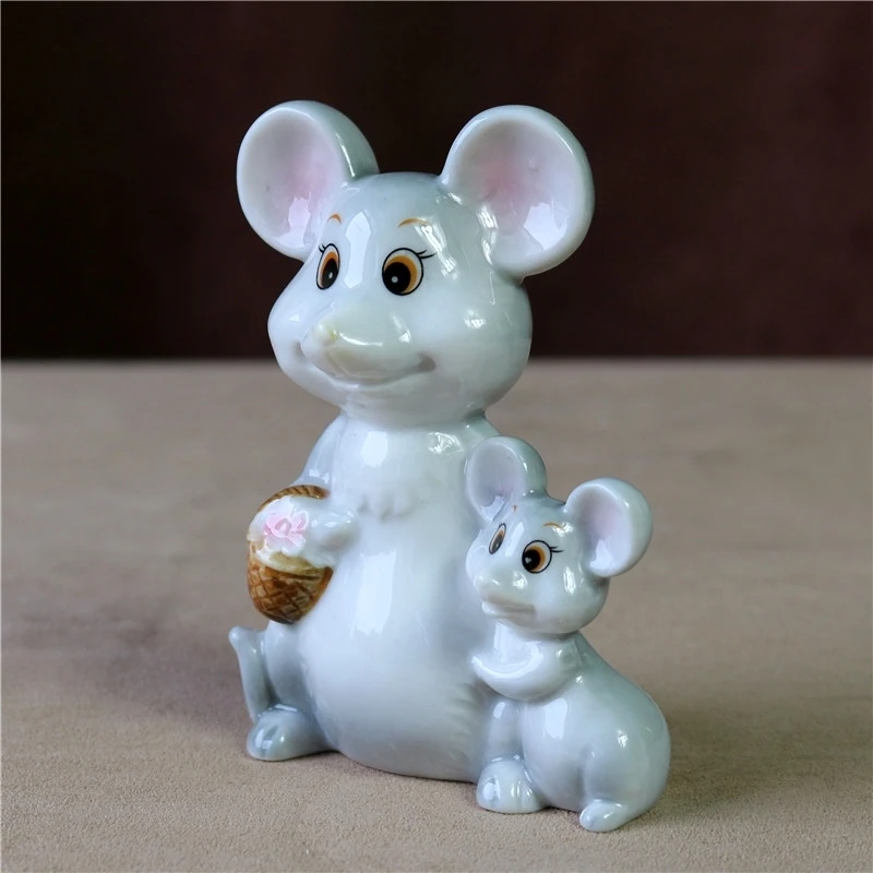 Mini Mice Family Figurines Mom and Babies Made in Japan