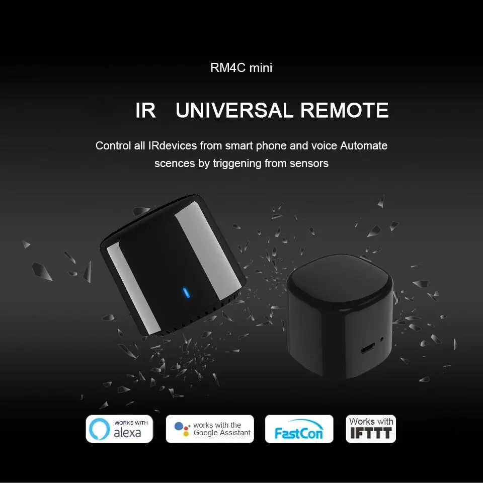 Новинка Broadlink RM4C Mini 3 Black Bean Wifi RM Mini3 Универсальный ИК умный пульт дистанционного управления работает с Amazon Alex Echo