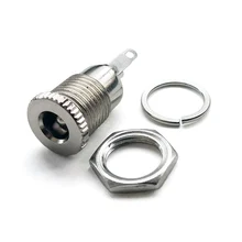 50pcs Metal 5.5x 2.1mm DC Power Jack Socket Female Panel Mount Connector Metal DC-099 Open Hole 11MM 5.5*2.1 5.5*2.5