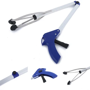 

83cm/32.68 inch Foldable Long Trash Clamps Grab Pick Up Tool Curved Handle Design Portable Factory Home Garden Grabber Tools