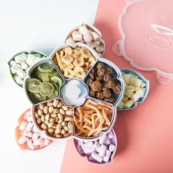 

Dual-layer Petal-shape Dried Fruits Dish Rotating Candy Snacks Storage Box Home Kitchen Storage Organization Supplies
