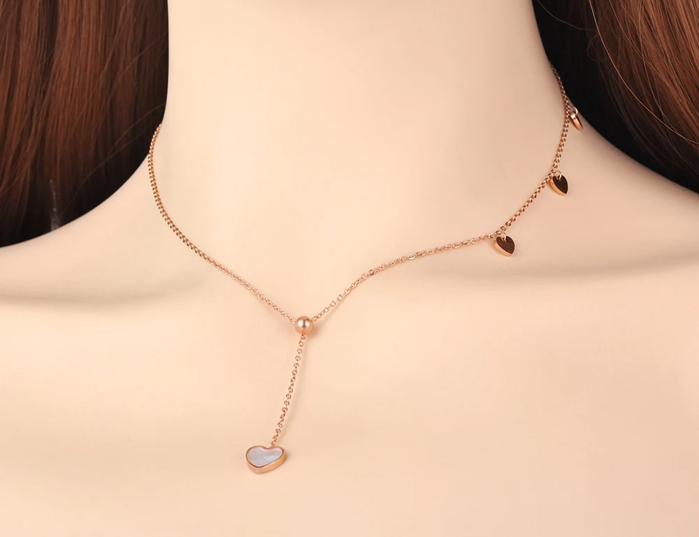 Lokaer Original Design Stainless Steel Love Heart Charm Chain Choker Necklace Jewelry Bohemia Pendant Necklace For Women N20191