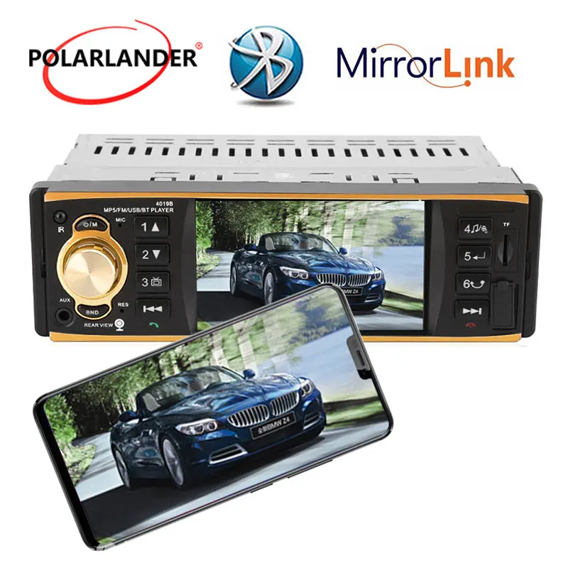 

Автомагнитола 1 Din 4,1 дюймов HD 4019B аудио стерео USB AUX FM TF Mirror Link Bluetooth 12 В Авторадио автомобильный MP5-плеер для Andriod