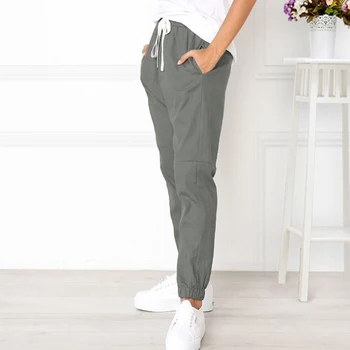

Pants Women Spring Autumn Big Size Long Trousers Solid Color Elastic Waist Cotton Harajuku Ankle Length Haren Pants hot sale