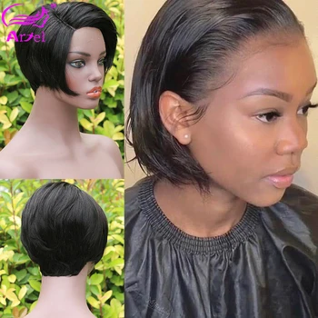 

Straight Bob Lace Front Wigs Pixie Cut Wig Short L/U Full Machine Made Wig Brazilian Remy Human Hair Wigs For Women Pre plucked