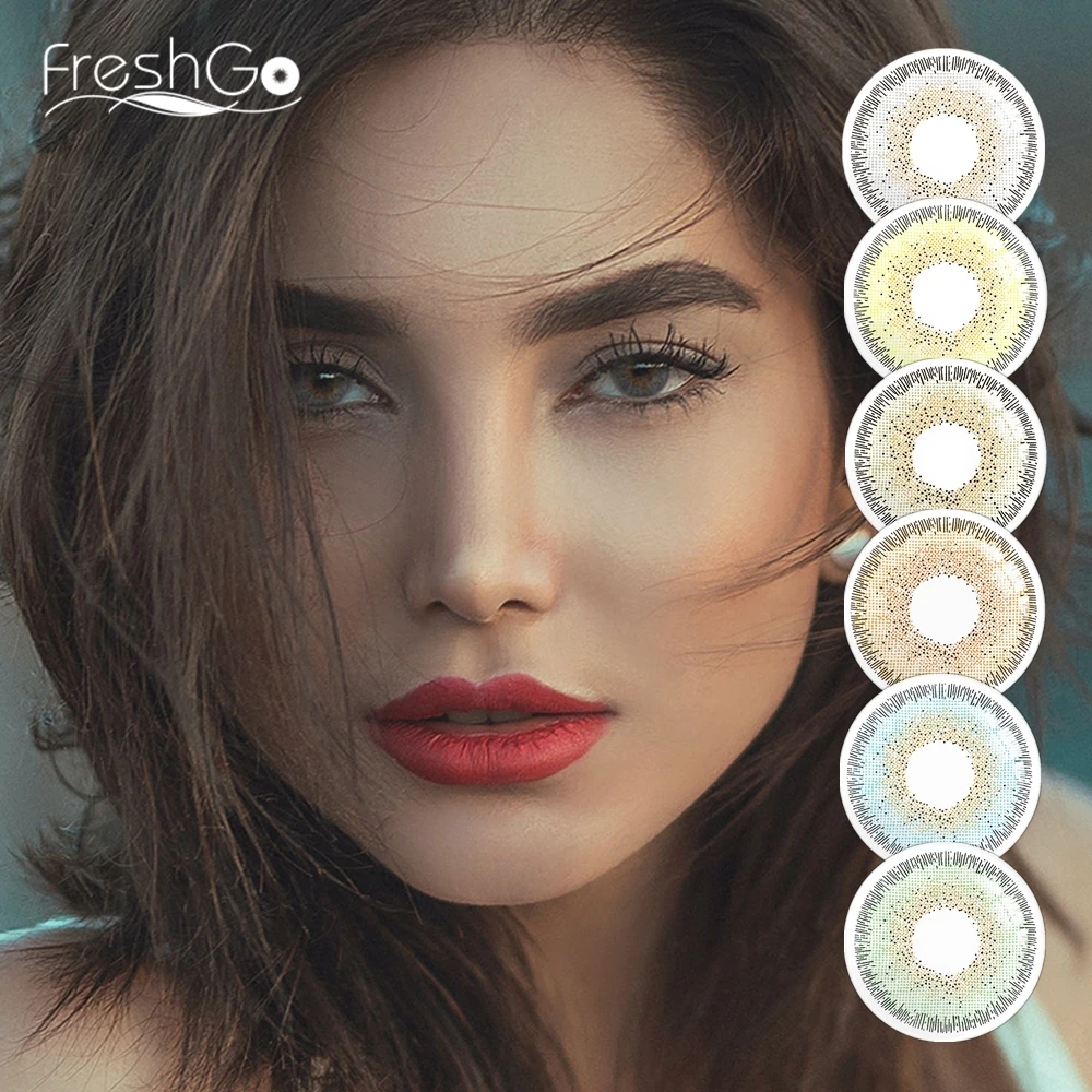 Цветные контактные линзы FreshGo естественного цвета ed цветные для глаз 14 2 мм Супер