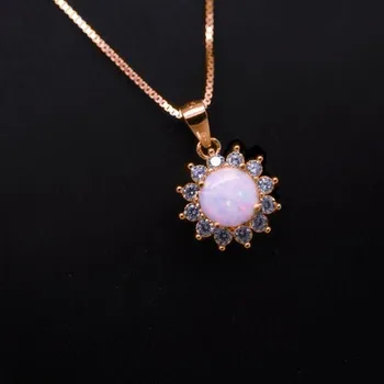 

FDLK Luxury Round White Fire Opal Pendant Necklace For Women Accessories Statement Necklace Wedding Party Jewelry Gift