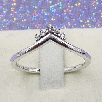 

Original Tiara Wishbone Rings With Cystal For Women 925 Sterling Silver Ring Wedding Party Gift Fine Jewelry