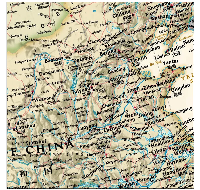 Ретро Карта Азии 845x965 мм/33,3x38 дюйма двуязычная(китайский и английский или другой язык) Настенная карта Фреска плакат(бумага сложенная