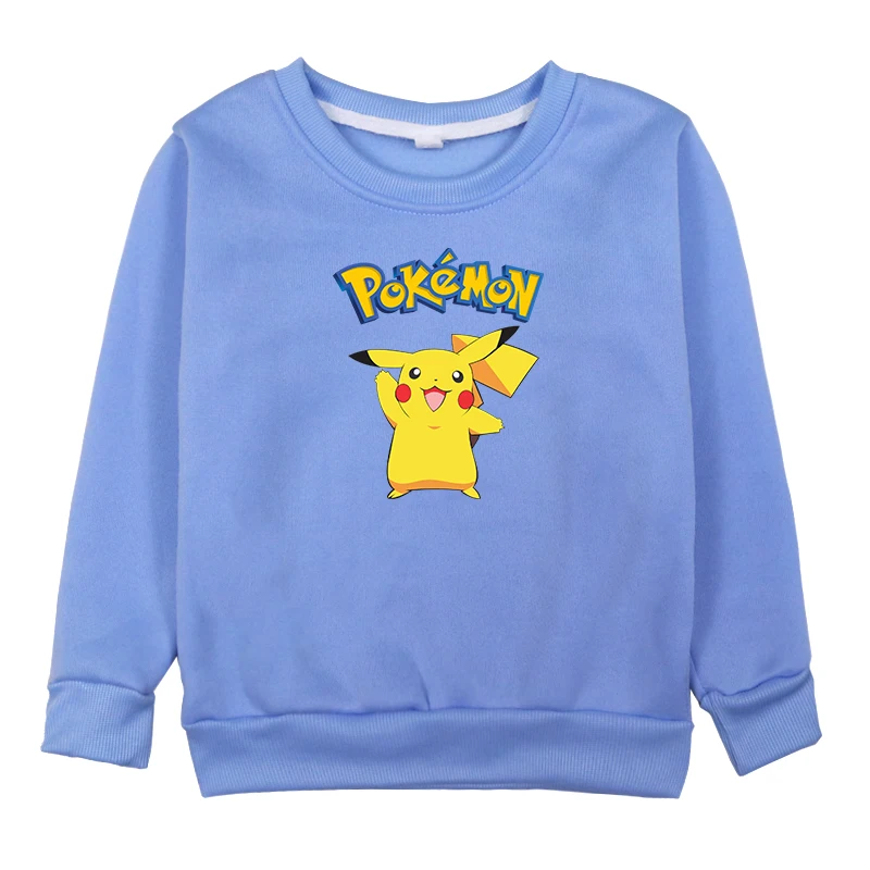 Коллекция года, одежда с принтом «Покемон» Детский свитер для маленьких девочек осенне-зимняя одежда с героями мультфильмов для мальчиков, костюм футболки для малышей возрастом от 2 до 14 лет