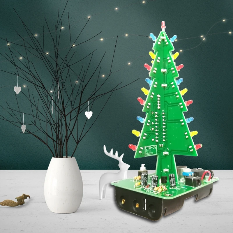 

100% Brand New DIY Christmas Tree kit Easy Making LED Light Acrylic Christmas Tree with Music Electronic Learning Kit Module