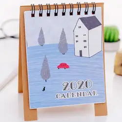 2020 календарь ручной рисунок мультфильм свежий мини настольная бумага двойной ежедневный планировщик стола годовой Органайзер W91A