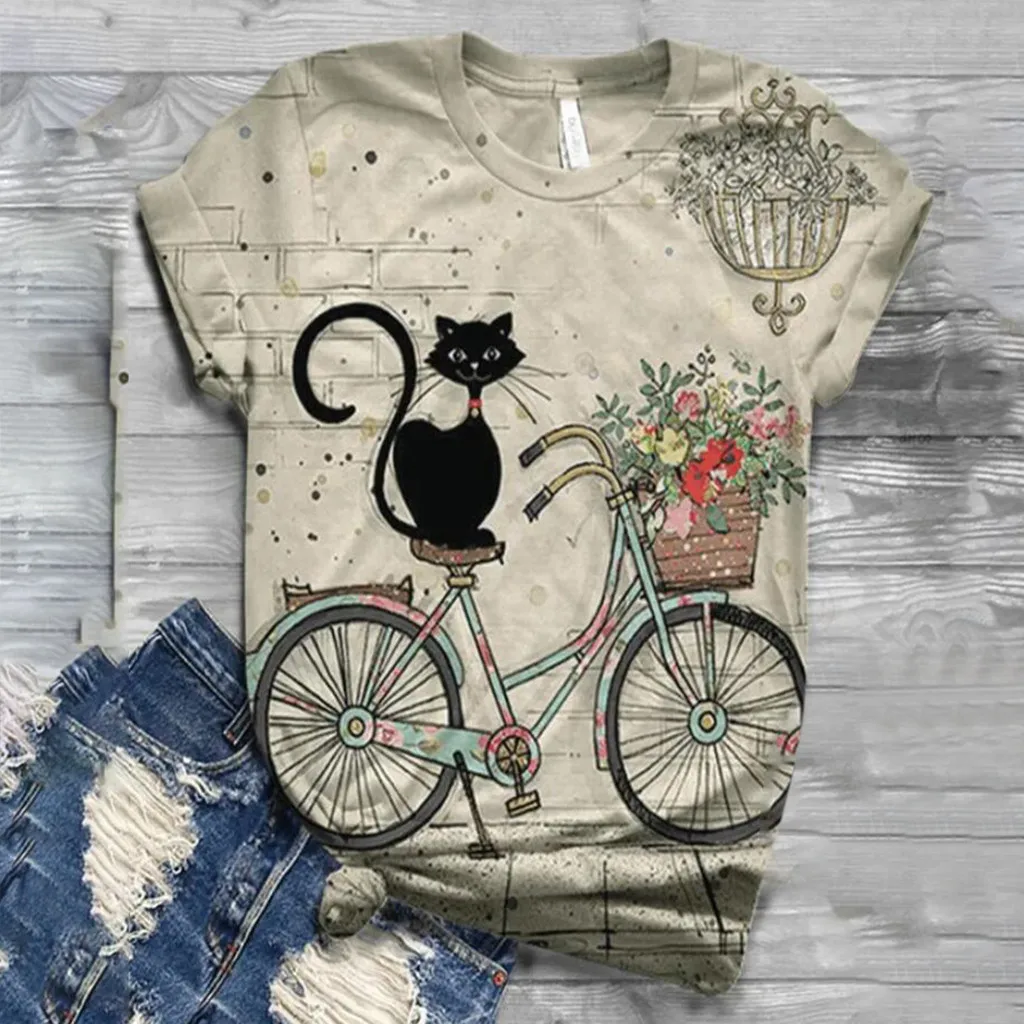 Tshirt Women Plus Size Short Sleeve 3D Animal Printed O-neck Tops Tee T-shirt Ropa Mujer Top Women Harajuku T Shirt Haut Femme