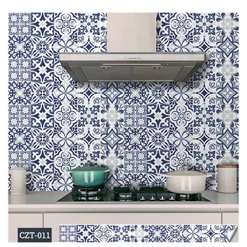 

DIY Self-adhesive European-style Retro Pattern Tile Sticker PVC Waterproof Wallpaper For Bathroom Kitchen Wall Decoration Decals