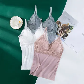

Floral Camis Padded Tank Top Women's Bra Solid Sexy Lace Cami Bralette Crochet Flower Bra Vest Bustier Crop Top Drop Shipping