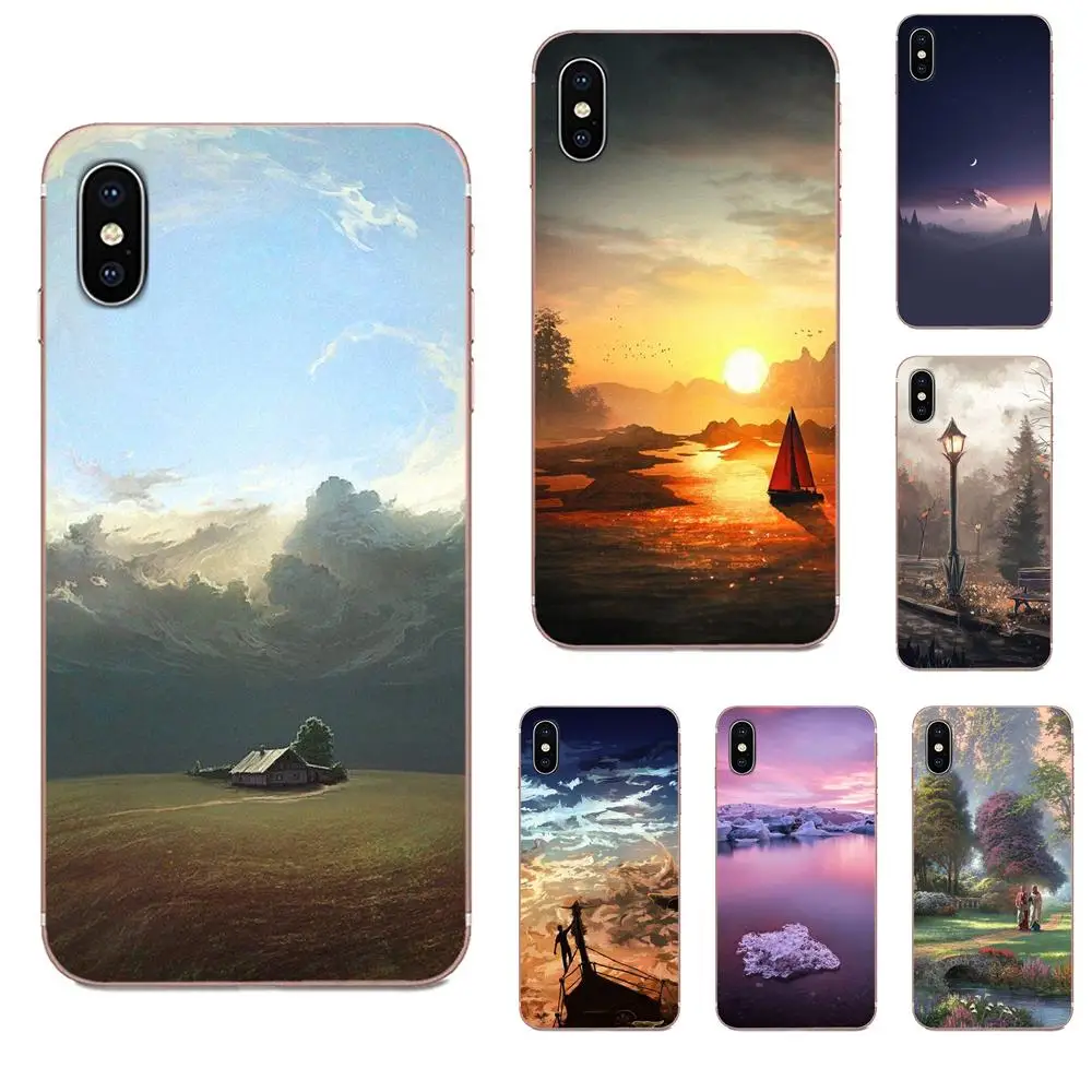 Красивый пейзаж для Apple iPhone 11 Pro X XS Max XR 4 4S 5 5C 5S SE SE2 6 6S 7 8 Plus TPU чехол сотового