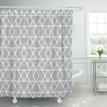 

Gray Pattern Modern Geometric Tiles Grid of Rhombuses Abstract Shower Curtain Waterproof Polyester Fabric 72 x 78 Inches Set