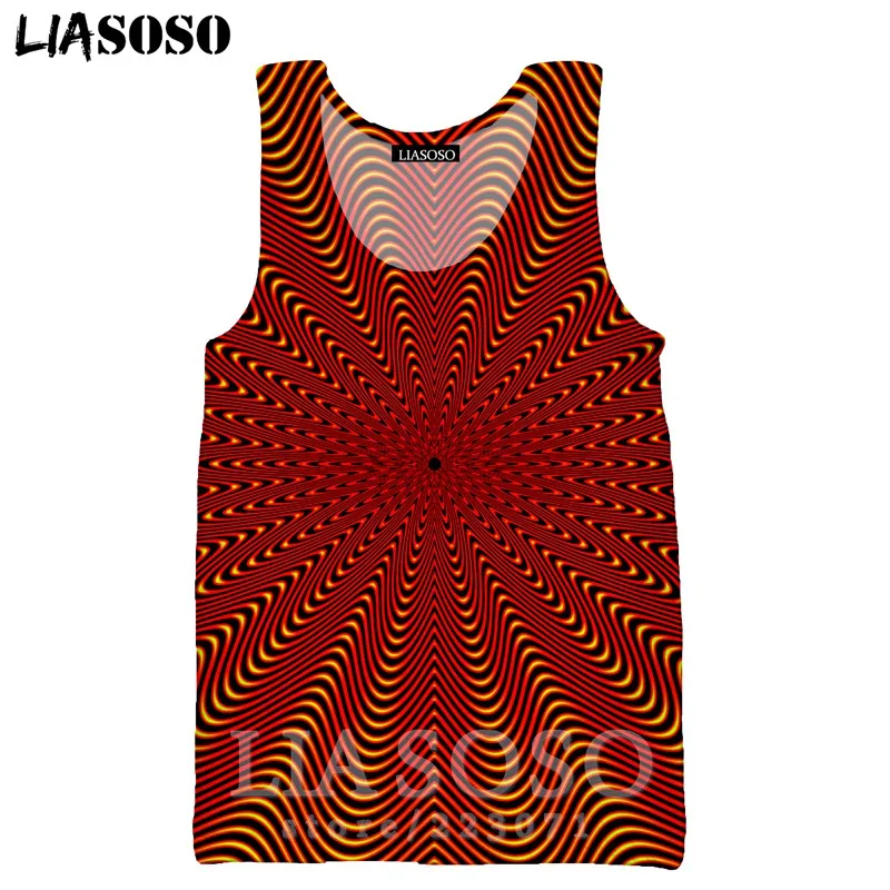 Psychedelic головокружение жилет LIASOSO для мужчин женщин Аниме Толстовка 3D принт О образным вырезом майка без рукавов хип хоп пуловер A328-10