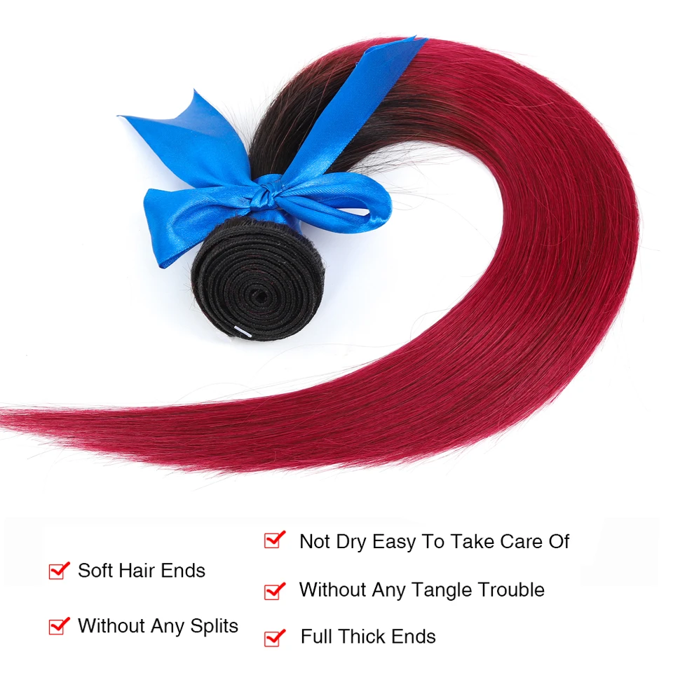 HairUGo бразильский Weave волос Связки с закрытием прямое, Омбре человеческие волосы пучки волос с закрытием не Волосы remy волос для наращивания