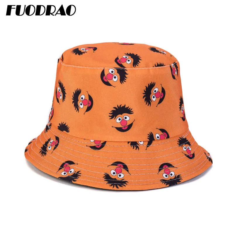 FUODRAO New Summer Sun Hats Bucket Hats Women Reversible Visor Basin Cap Men Fashion Print Panama Travel Fisherman Hat M35-1