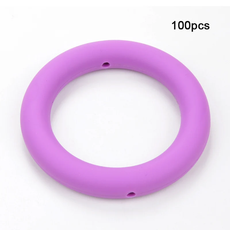 Medium purple LOFCA 100 шт 65 мм круглый Прорезыватель для зубов пищевые Детские Силиконовые Бусины BPA-Free силиконовый Прорезыватель DIY ожерелье, подвеска, аксессуар - Цвет: Medium purple