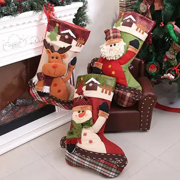 

Christmas Santa Claus Elk Candy Gift Holder Stocking Socks Bag Home Party Decor