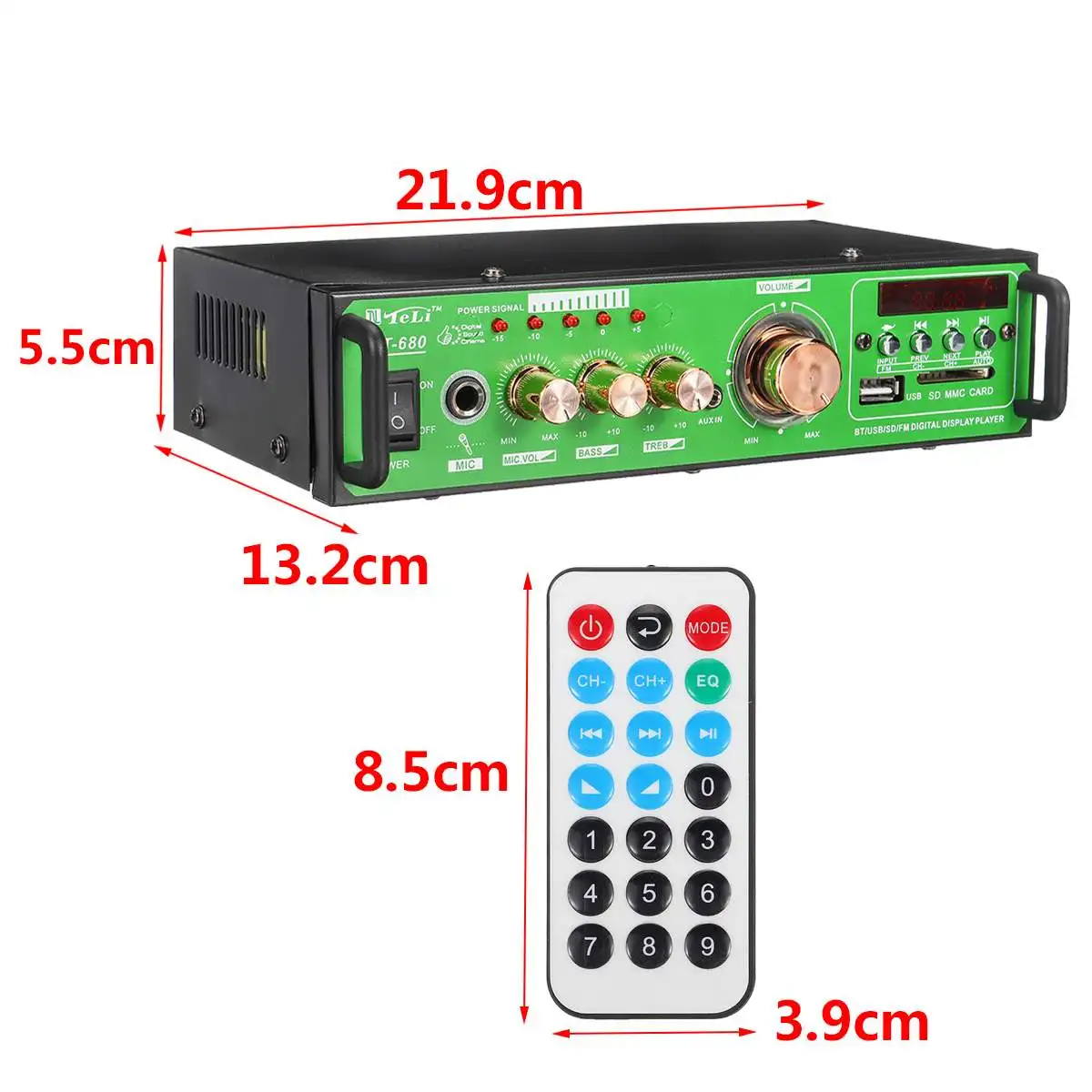 Audew 500 Вт bluetooth аудио цифровой стереоусилитель USB FM SD Mic домашние Автомобильные усилители 220 В/12 В Полнофункциональный инфракрасный контроль