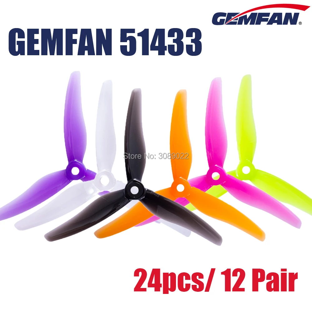 24 шт./12 пар трехлопастные пропеллеры Gemfan 51433 5 дюймов совместимый бесщеточный