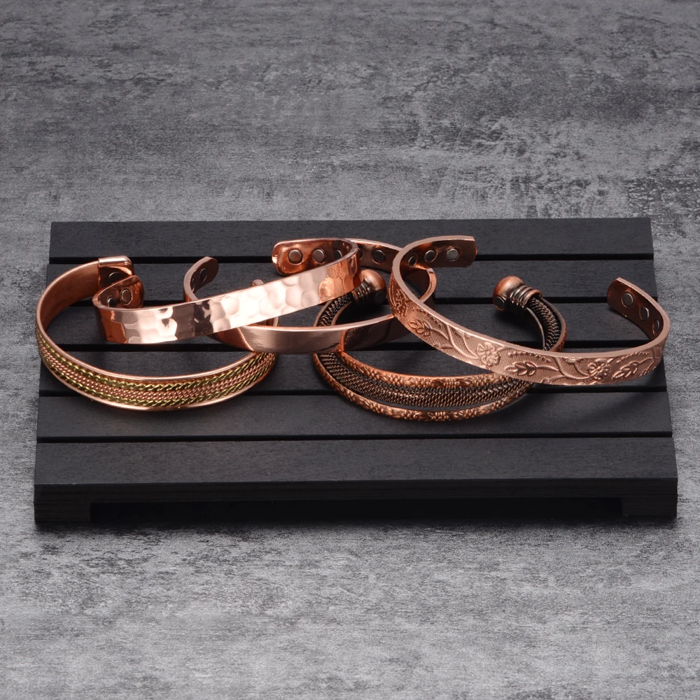Meathly Pure Copper Bracelet Men Magnetic Vintage Adjustable High Magnet Open Cuff Bangles Health Energy Jewelry for Male Women_voghion.com