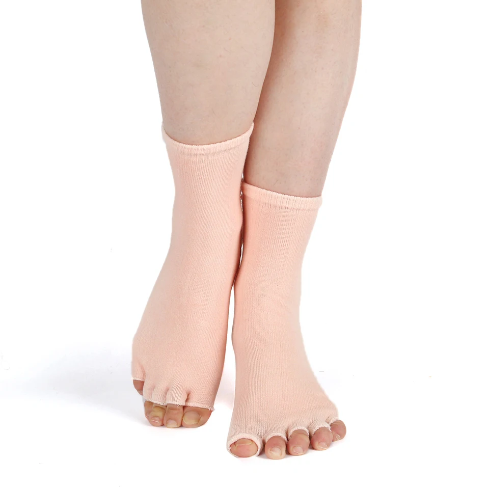 Women Yoga Socks Cotton Anti Slip Dance Pilates Grip For Fitness Breathable Ballet Ladies Sports Gym open toe five fingers Sock