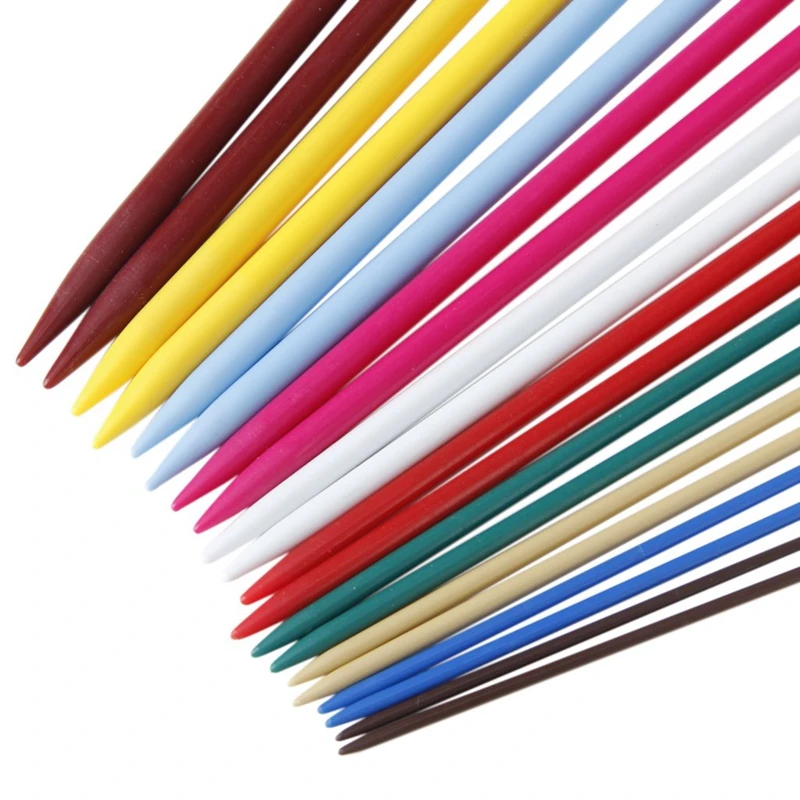 Set of 20Pcs 2.0-6.5mm Plastic Knitting Needles Single Pointed Needles 10 Marked Sizes-Multicolor
