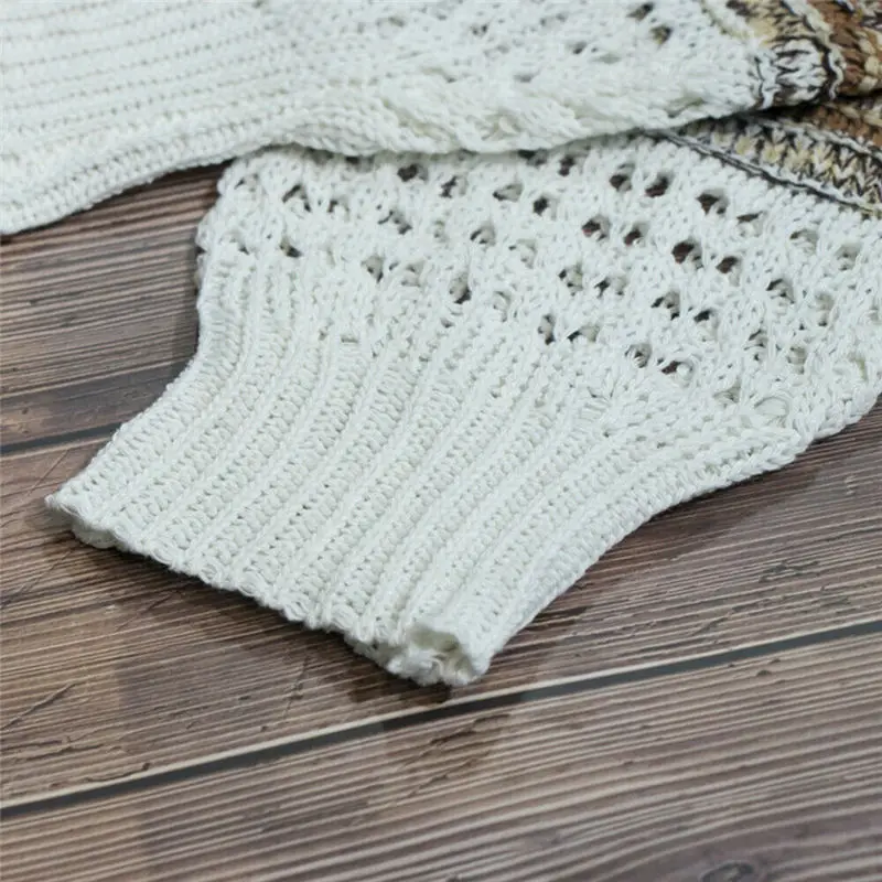 Fashion Striped Pullover Sexy Pullover Long Sleeve Casual Women Ladies Hollow Out Sweaters Woman Plus Size Pullovers