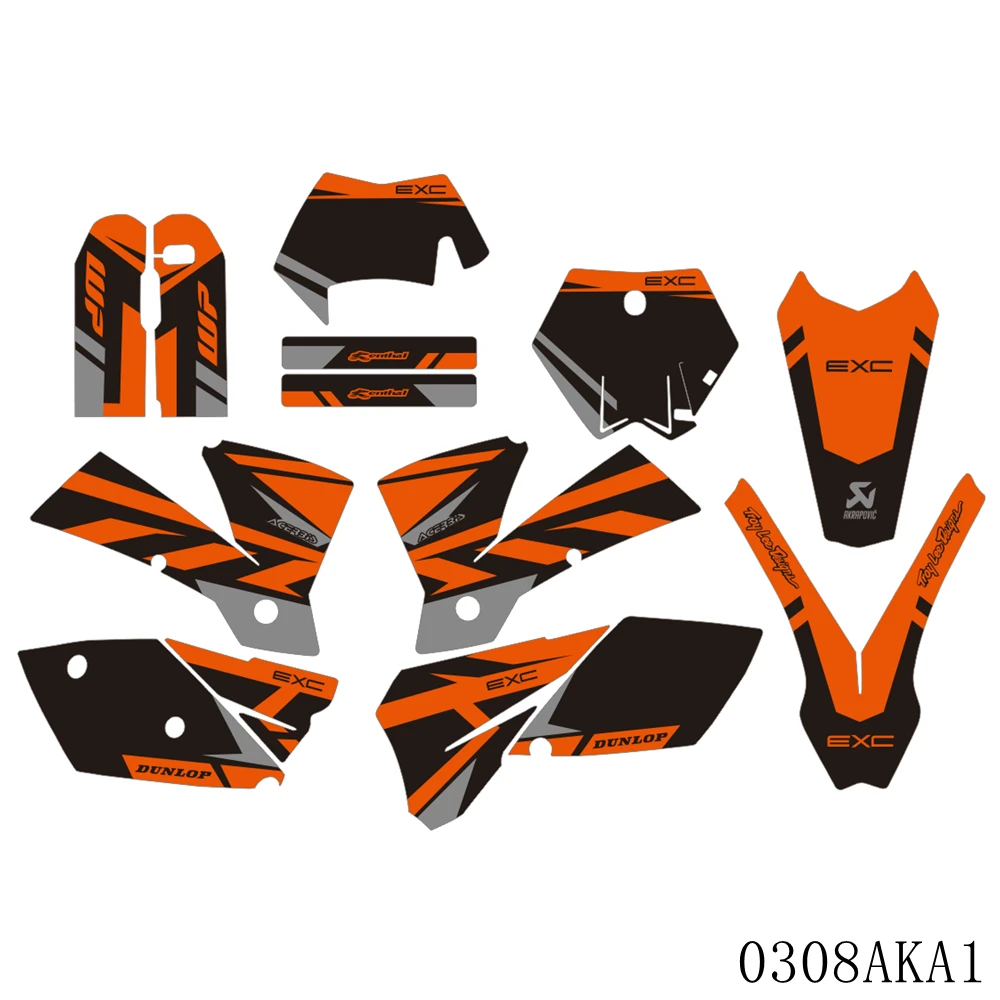 Full Graphics Decals Stickers Motorcycle Background Custom Number Name For KTM EXC EXC-F 125 250 300 450 525 2004 | Автомобили и