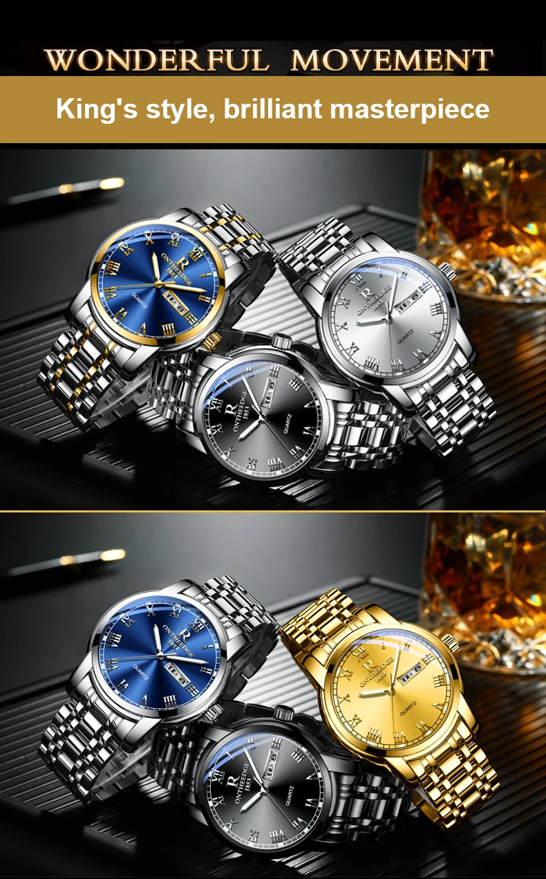 Ruizhiyuan Band Steel Watch Men's and Women's Genuine Quartz Watch Three-pin Business Non-Mechanical Watch