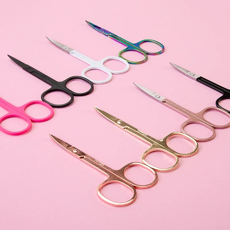 Popular standard Eyebrow Scissors Max 46% OFF Curved Blade Manic Steel Professional Stainless
