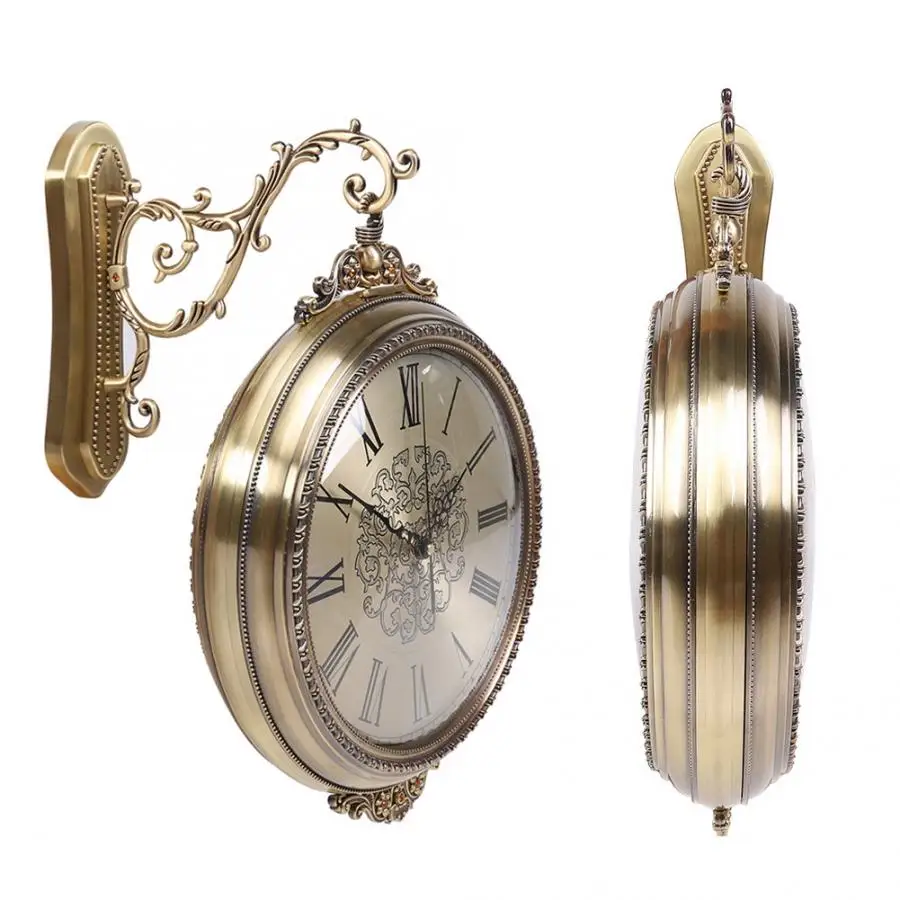 Современные дизайнерские настенные часы бытовые винтажные настенные часы в европейском стиле стиль немой двухсторонний часы украшение для дома