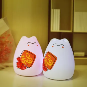 

Silicone Touch Decorate Light USB Rechargeable Dream Cute Cat 7 Colourful Holiday Creative Sleepping Bulb for Baby Bedroom Lamp