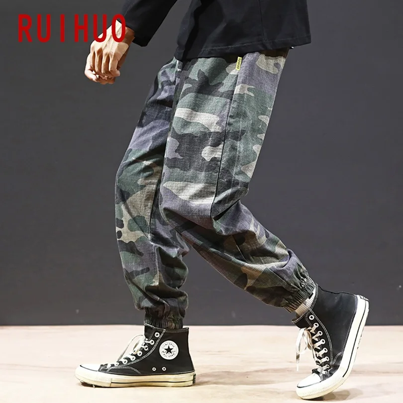 RUIHUO Camo Cargo Pants Men Japanese Streetwear Sweat Pants Men Fashions Joggers Men Pants Sweatpants Hip Hop 5XL Autumn