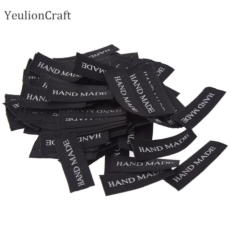 YeulionCraft 100 шт./лот этикетки для одежды ручной работы Тканые тисненые этикетки для одежды Diy Швейные материалы