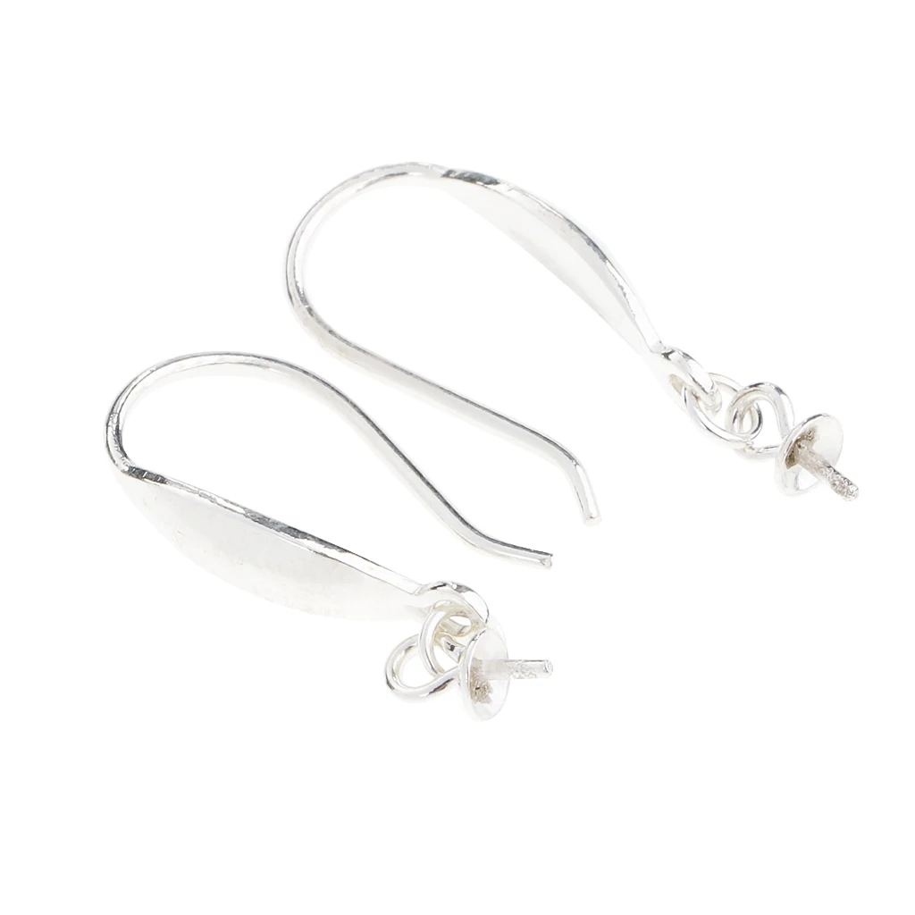2x 925 Sterling Silver Flower Ear Wire Hooks Earring Findings Jewelry Beads