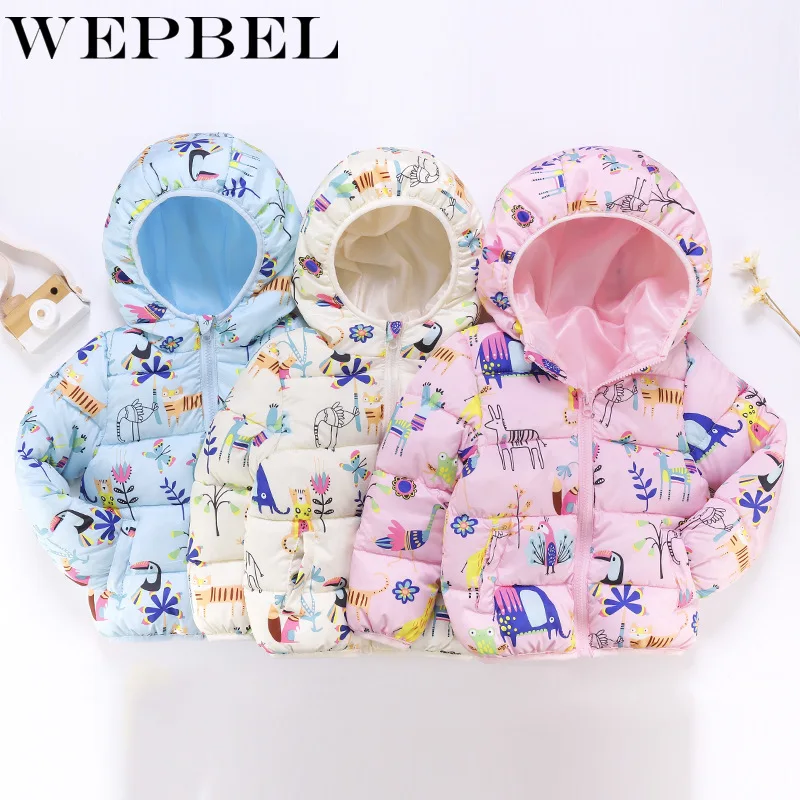 WEPBEL/зимние теплые куртки пуховик с капюшоном для мальчиков и девочек Детские теплые куртки