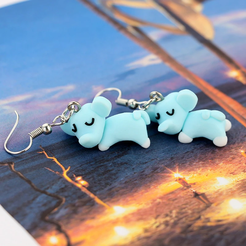Lovely Blue Elephant Animal Earrings Cute Dumbo Soft Earthenware Eardrop  Woman Bijoux Children Gift Direct Deal From Factory|Drop Earrings| -  AliExpress