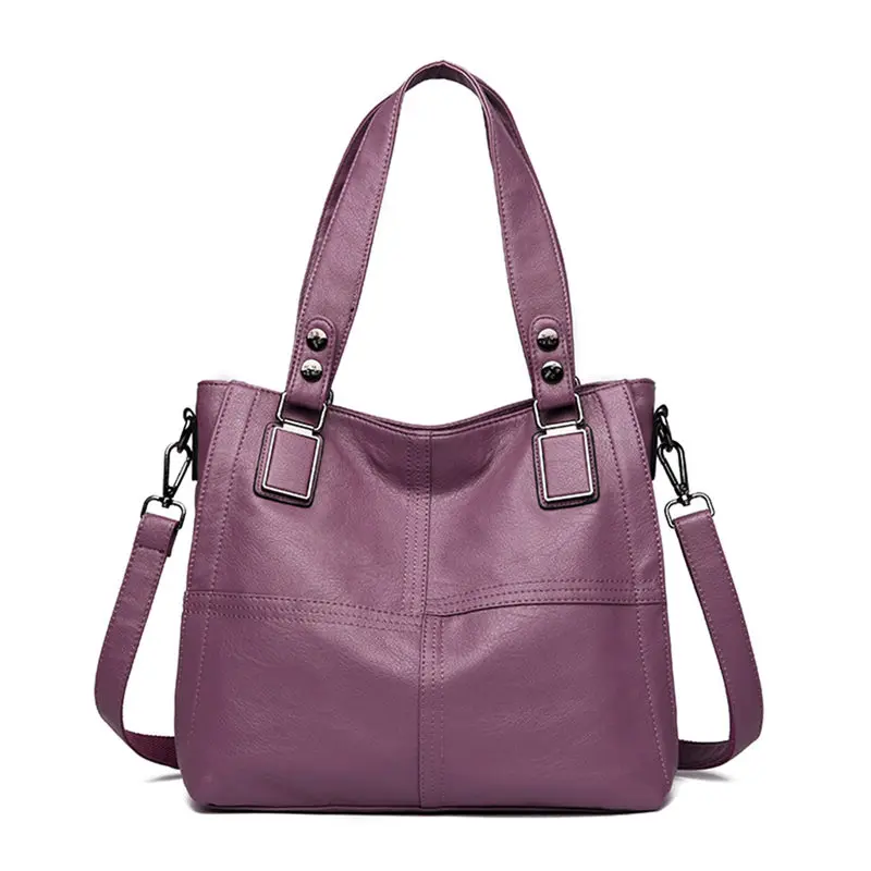Purple Sac A основной Femme Лоскутные кожаные роскошные сумки женские сумки дизайнерские женские ручные сумки Большие женские сумки через плечо Повседневная Сумка-тоут - Цвет: Purple